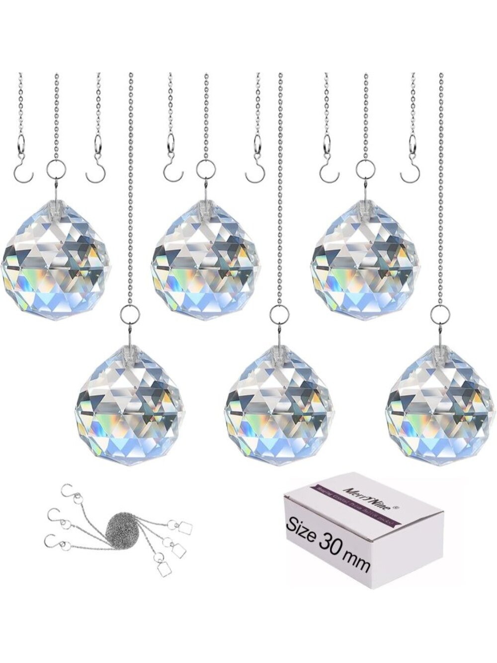 New Clear Crystal Sun Catcher Suncatcher Prism Ball with Metal Chains